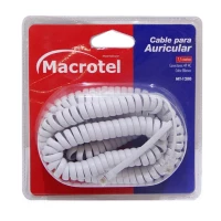 CABLE TELEFONICO ESPIRAL/RJ9 7.5MT MT-1280 BLANCO MACROTEL