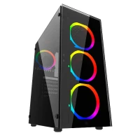 GABINETE GAMER JX188-10 / 4 FAN/3 F/1B NEGRO/S/FUENTE/CYB POWERCASE