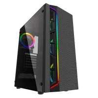 GABINETE GAMER JX188-12-B/4 FAN/3 F /1B NEGRO/S/FUENTE/CYB POWERCASE