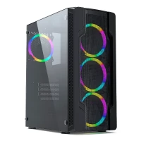 GABINETE GAMER JX188-2-B /4 FAN/3 F /1B NEGRO/S/FUENTE/CYB POWERCASE