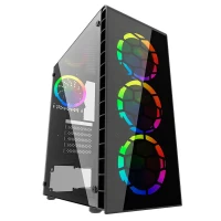 GABINETE GAMER JX188-11-G /4 FAN/3 F/1B NEGRO/S/FUENTE/CYB POWERCASE