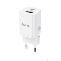 CARGADOR USB + USB-C 30W SIN CABLE N13 NEGRO  HOCO