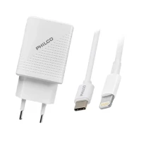 CARGADOR RAPIDO PARED USB-C A LIGHTNING 1,0MT/QC624 PHILCO