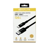 CABLE CARGA/DATOS USB A TIPO C 120W 1.20MT BL-CHCB810 BK BESTLINK